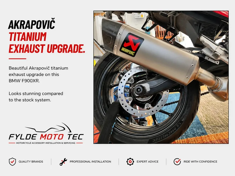 Akrapovic titanium exhaust fitted to a BMW F900XR